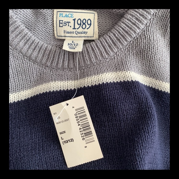 CHILDREN’S PLACE Boys Large 10/12 Striped Sweater - Picture 7 of 9